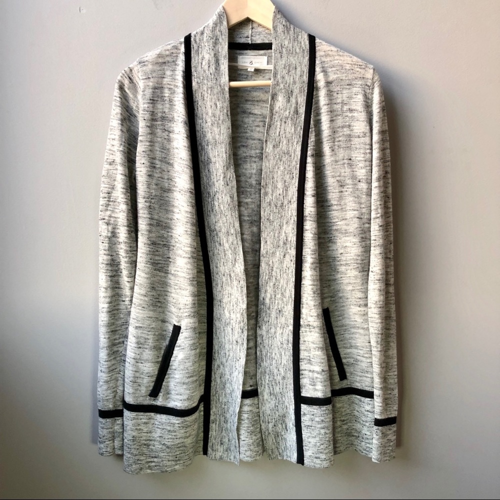 Lou & Grey Open Cardigan Drape Sweater Gray XS